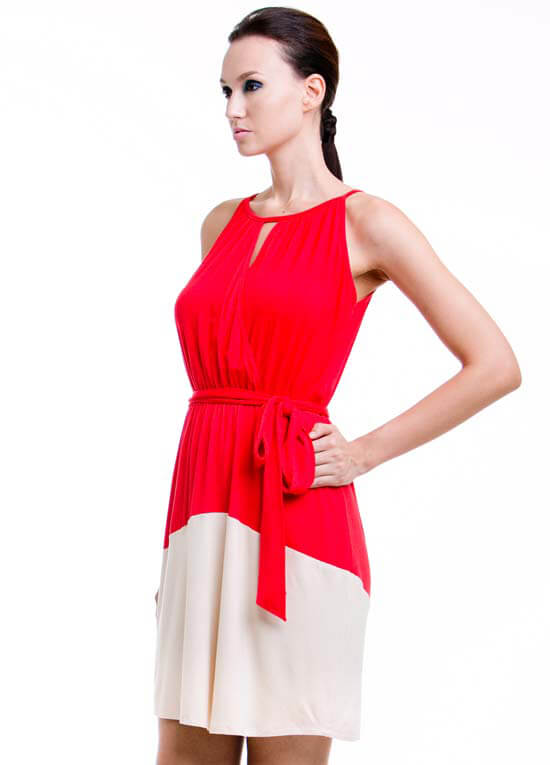 Rachel Nursing Dress in Red/Cream by Dote Nursingwear