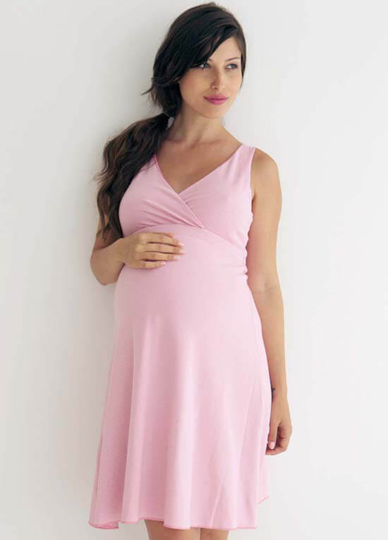 Reversible Maternity/Nursing Dress in Pink Stripes by Belabumbum
