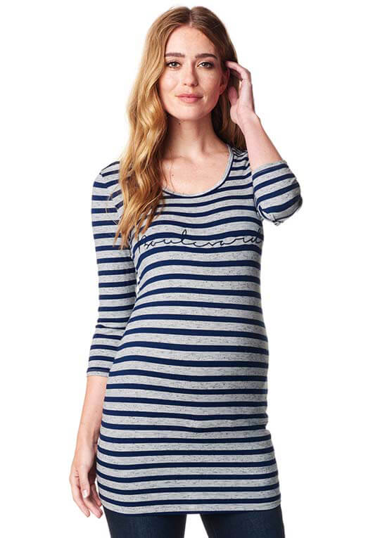 Boulevard Striped Maternity Tunic by Supermom