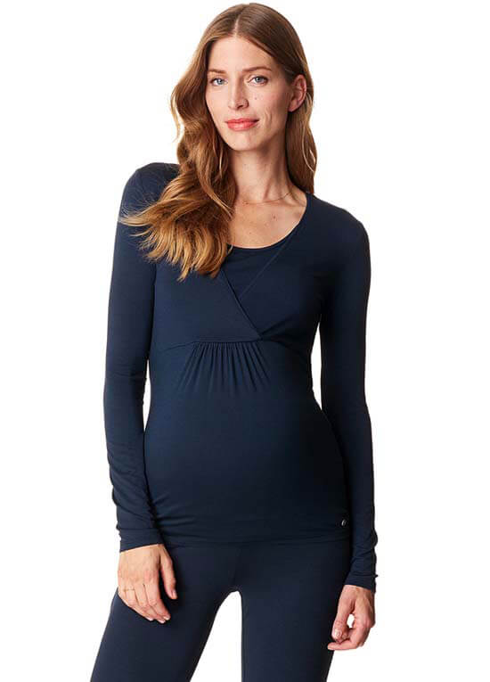 Long Sleeve Maternity Nursing Top in Night Blue by Esprit