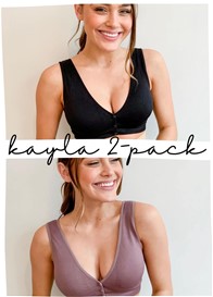 QueenBee® - 2-Pack Kayla Sleep Bra Bundle in Black/Mocha