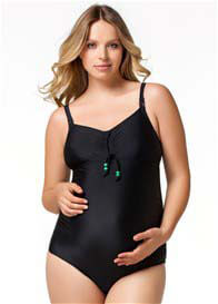 Rosewater by Cake- Squash Nursing Bathing Suit in Black with Apple