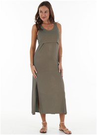Trimester™ - Louis Layered Nursing Maxi Dress in Taupe - ON SALE