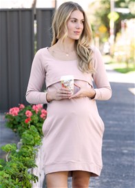 Winter Mama Journey Fleece Pregnancy Dress in Pink by Trimester